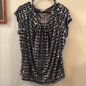Women's Black and Blue Patterned Top